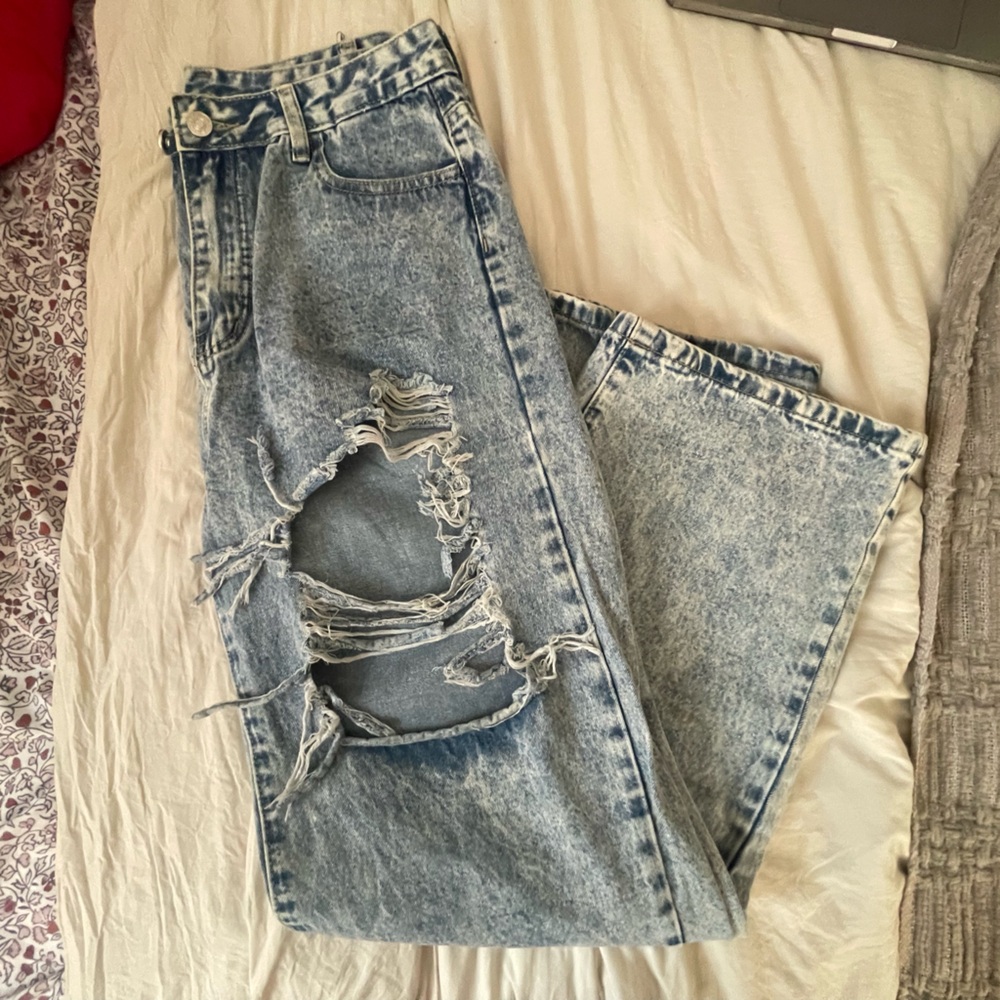 Distressed Blue Jeans